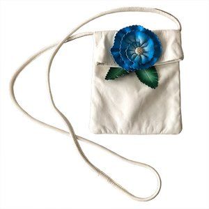 Vintage Leather Foldover Crossbody /  Phone Purse